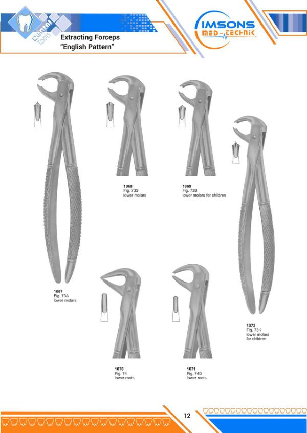 Tooth Extracting Forceps — Extracting Forceps English Pattern, catalogue page 12