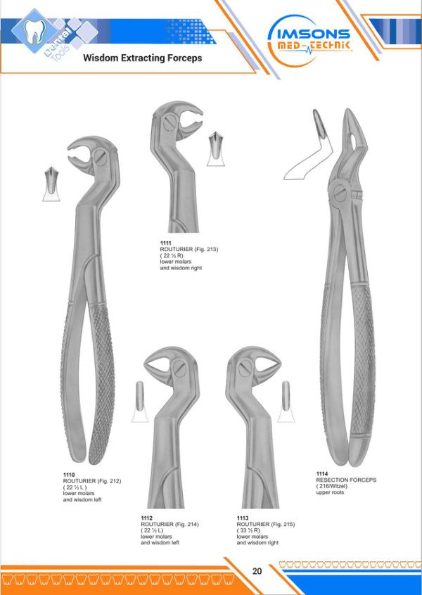 Tooth Extracting Forceps — Wisdom Extracting Forceps, catalogue page 20
