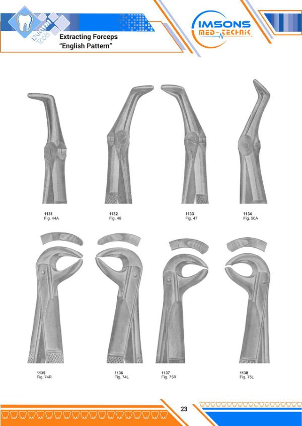 Tooth Extracting Forceps — Extracting Forceps English Pattern, catalogue page 23