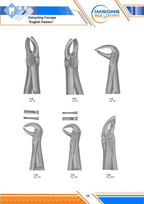 Tooth Extracting Forceps — Extracting Forceps English Pattern, catalogue page 24