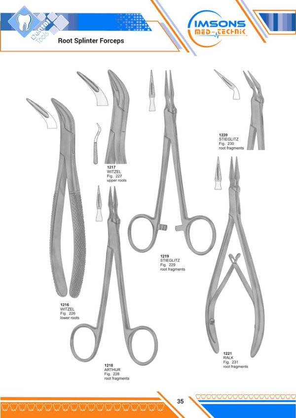 Tooth Extracting Forceps — Root Splinter Forceps, catalogue page 35