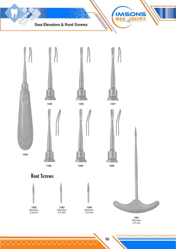 Root Elevators — Swa Elevators & Root Screws, catalogue page 56