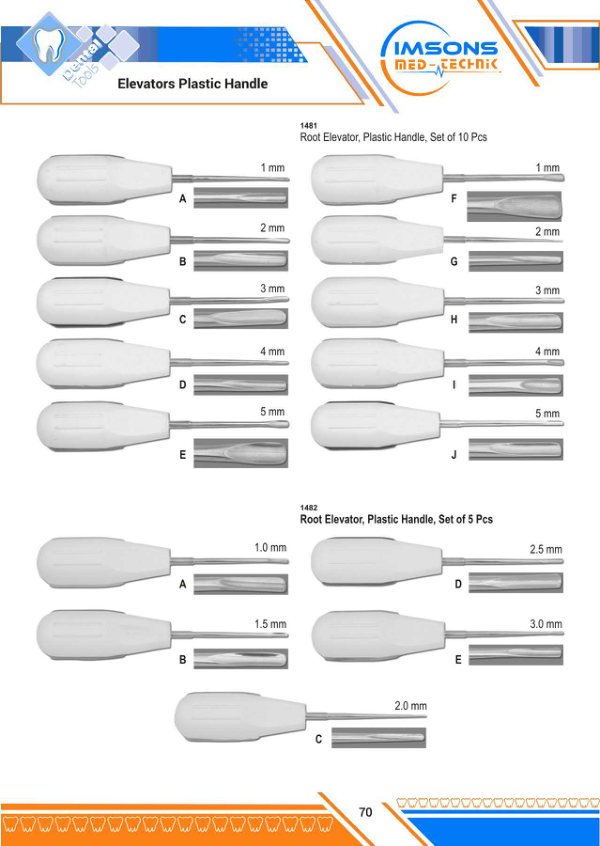 Root Elevators — Elevators Plastic Handle, catalogue page 70