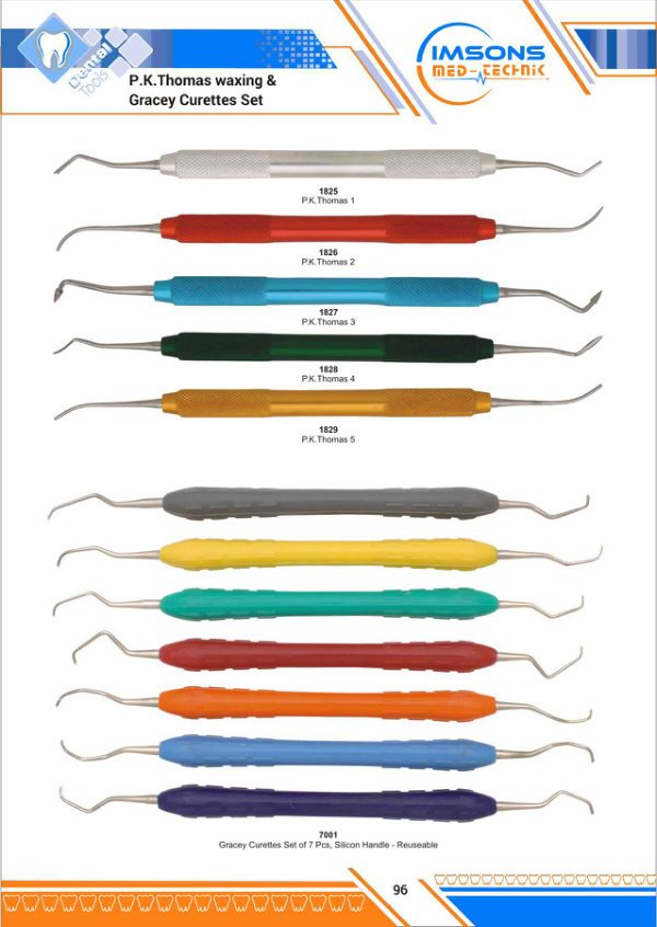 Endodontic Instruments — P.K.Thomas waxing & Gracey Curettes Set, catalogue page 96