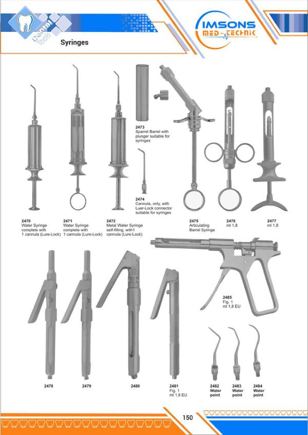 Syringes, Tweezers & Lab Instruments — Syringes, catalogue page 150