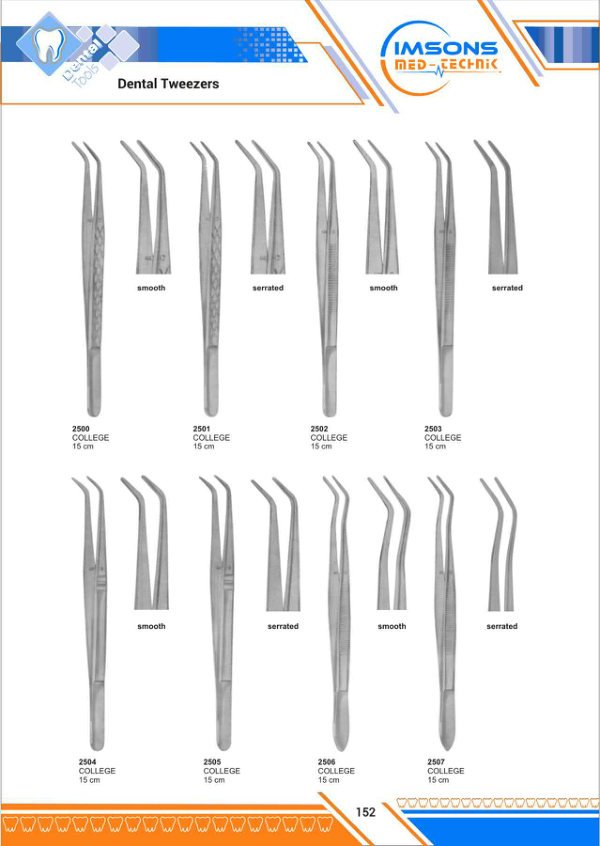 Syringes, Tweezers & Lab Instruments — Dental Tweezers, catalogue page 152