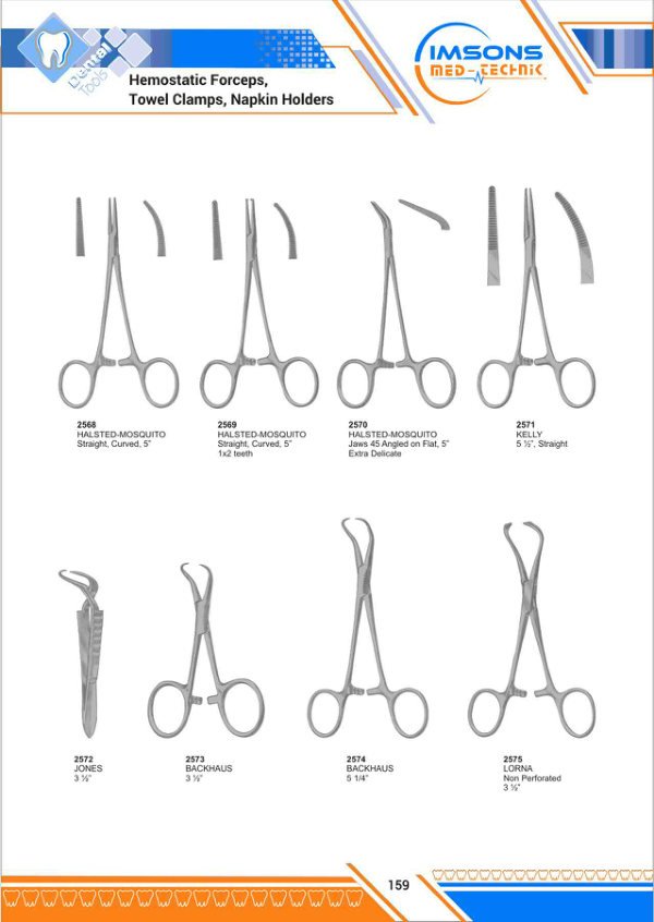 Dental Forceps & Towel Clamps — Hemostatic Forceps, Towel Clamps, Napkin Holders, catalogue page 159