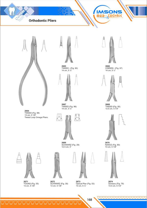Orthodontic Pliers & Cutters — Orthodontic Pliers, catalogue page 168