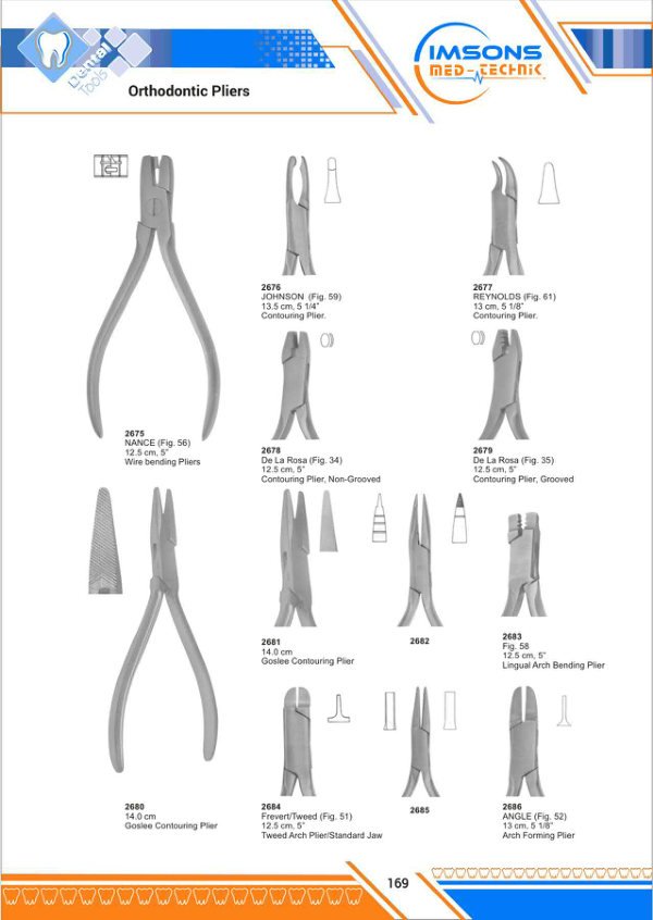 Orthodontic Pliers & Cutters — Orthodontic Pliers, catalogue page 169