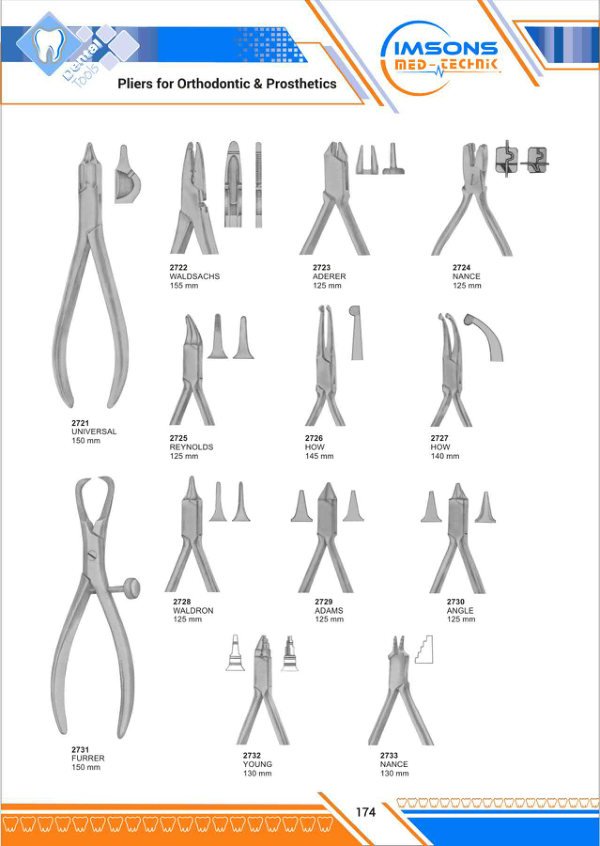 Orthodontic Pliers & Cutters — Pliers for Orthodontic & Prosthetics, catalogue page 174