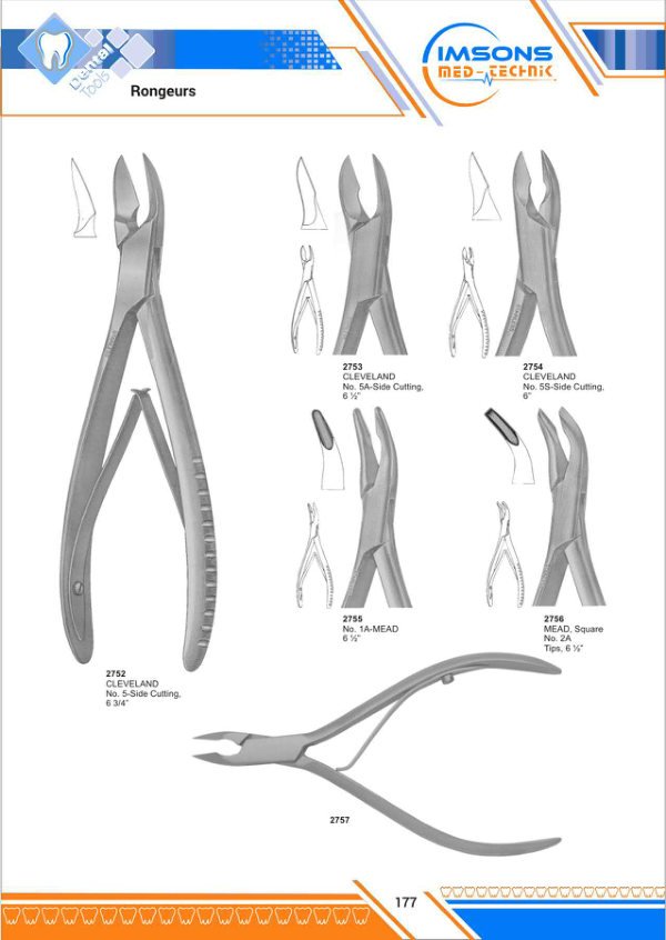 Orthodontic Pliers & Cutters — Rongeurs, catalogue page 177