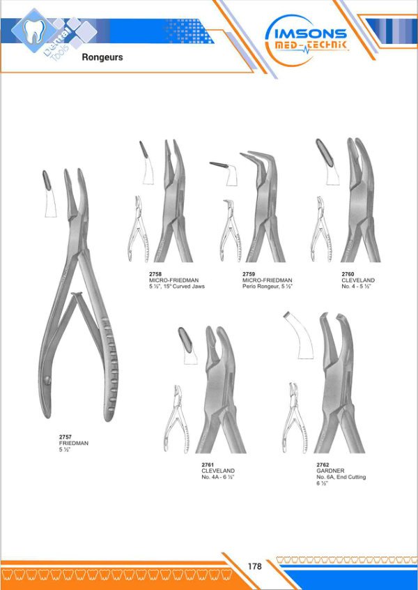 Orthodontic Pliers & Cutters — Rongeurs, catalogue page 178