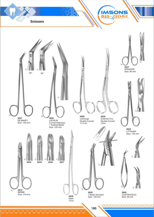 Needle Holders & Scissors — Scissors, catalogue page 186