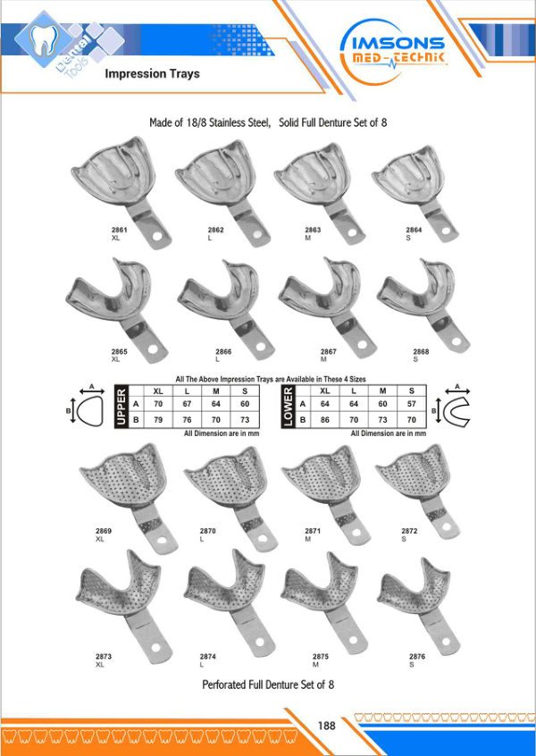 Impression Trays — Impression Trays, catalogue page 188