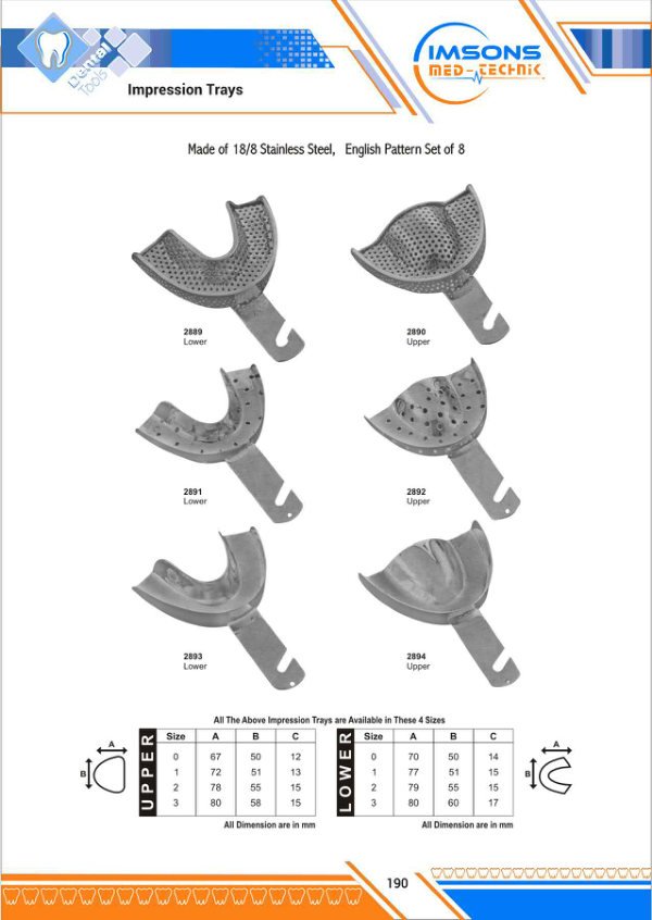 Impression Trays — Impression Trays, catalogue page 190