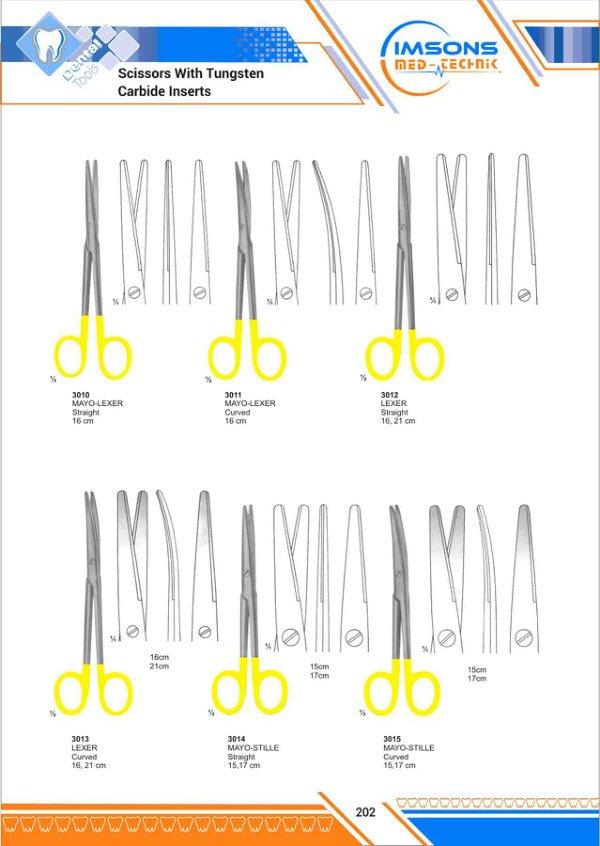 TC Insert Instruments — Scissors With Tungsten Carbide Inserts, catalogue page 202