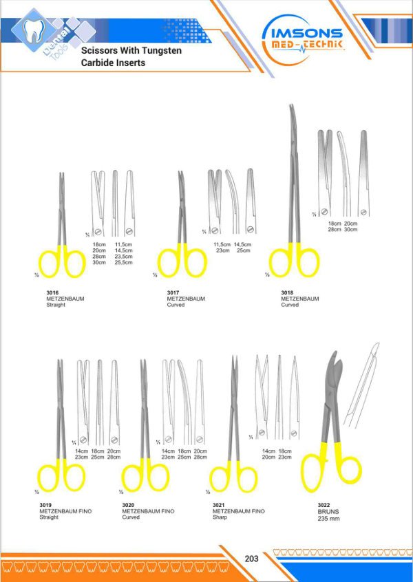 TC Insert Instruments — Scissors With Tungsten Carbide Inserts, catalogue page 203