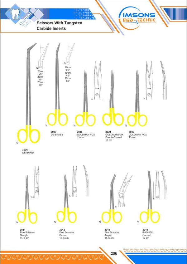 TC Insert Instruments — Scissors With Tungsten Carbide Inserts, catalogue page 206