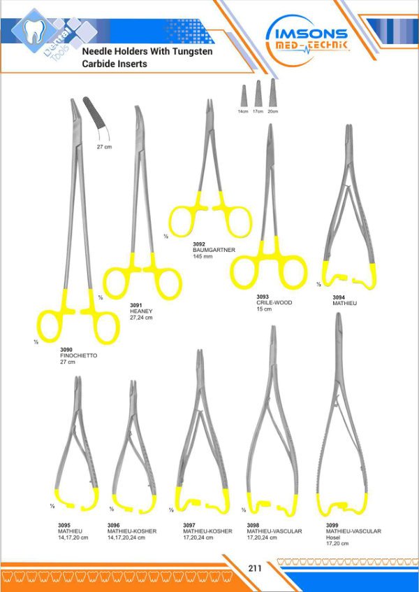 TC Insert Instruments — Needle Holders With Tungsten Carbide Inserts, catalogue page 211