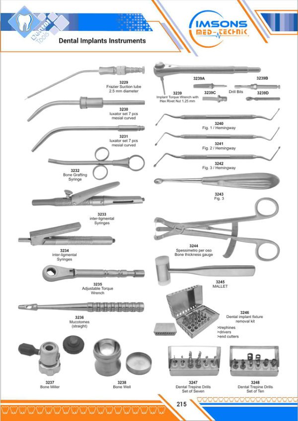 Dental Implant Instruments — Dental Implants Instruments, catalogue page 215