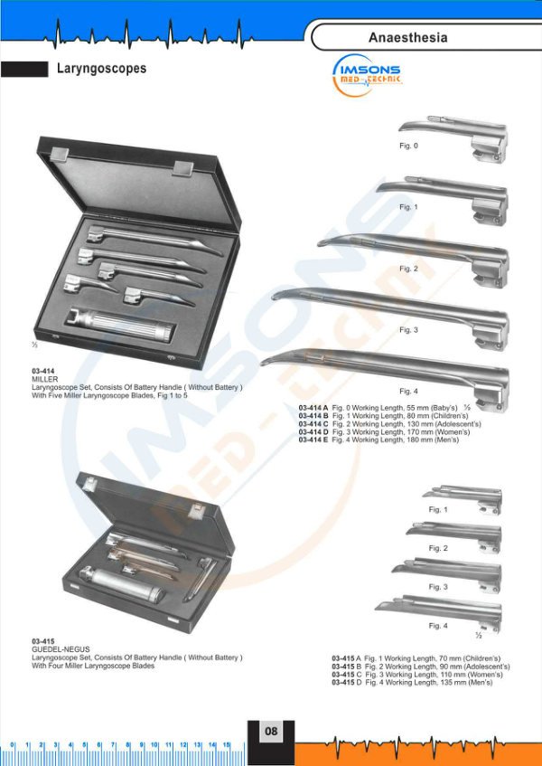 Anaesthesia — Laryngoscopes, catalogue page 8