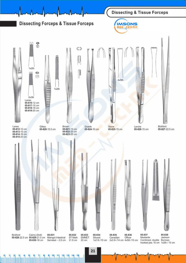 Dissecting and Tissue Forceps — Dissecting Forceps & Tissue Forceps, catalogue page 21