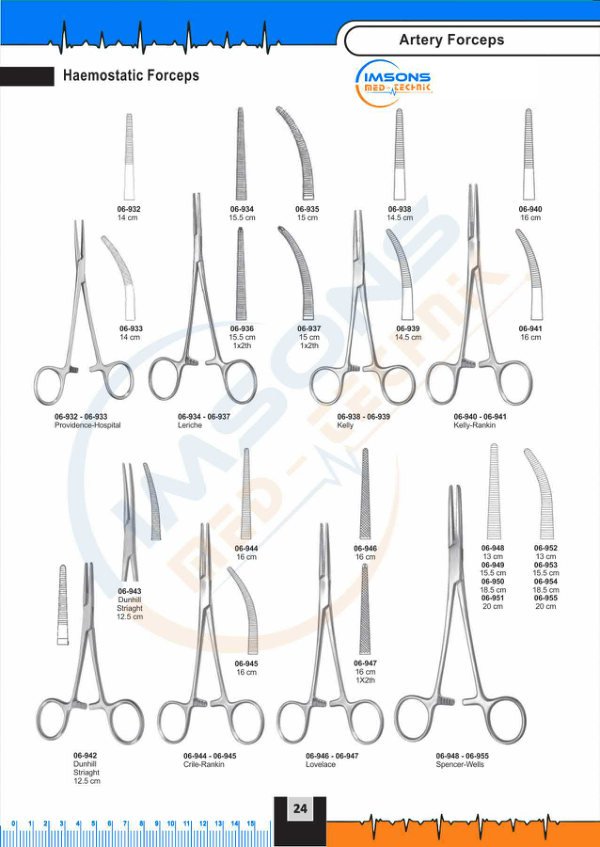 Artery Forceps — Haemostatic Forceps, catalogue page 24