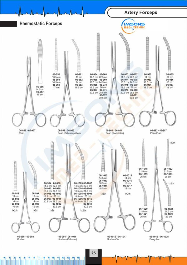 Artery Forceps — Haemostatic Forceps, catalogue page 25
