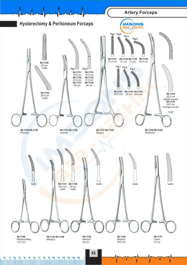 Artery Forceps — Hysterectomy&Peritoneum Forceps, catalogue page 31
