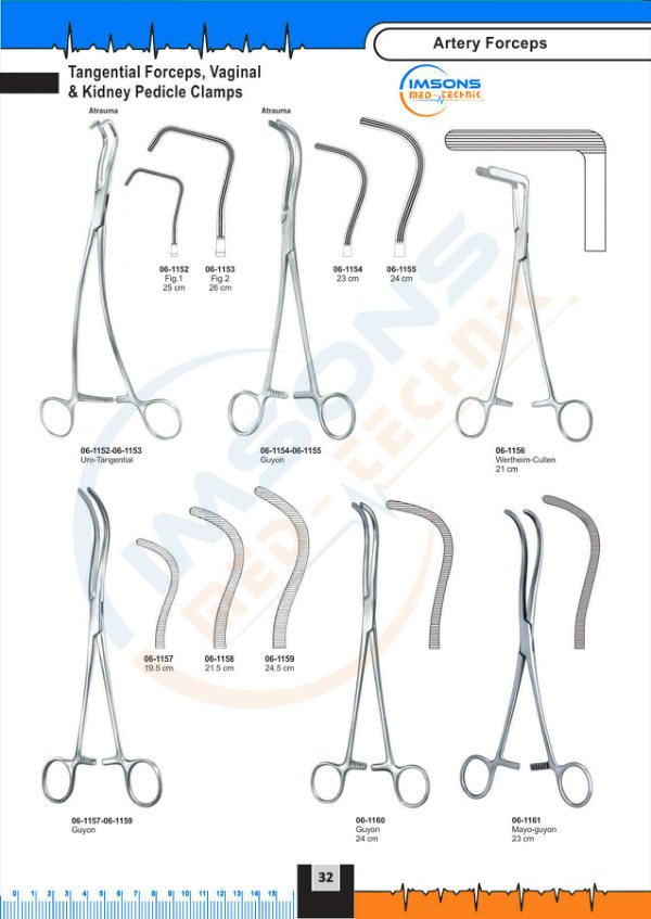 Artery Forceps — Tangential Forceps, Vaginal & Kidney Pedicle Clamps Atrauma Atrauma, catalogue page 32