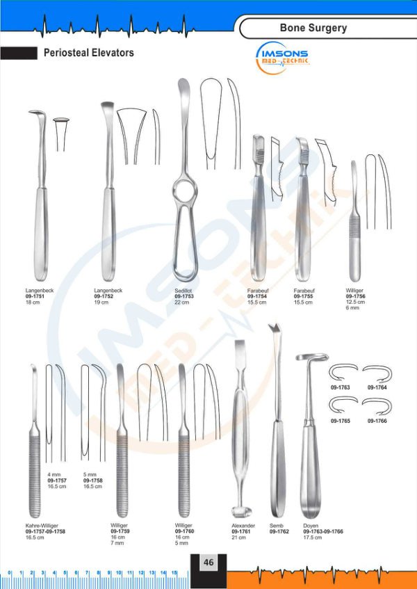 Bone Surgery — Periosteal Elevators, catalogue page 46