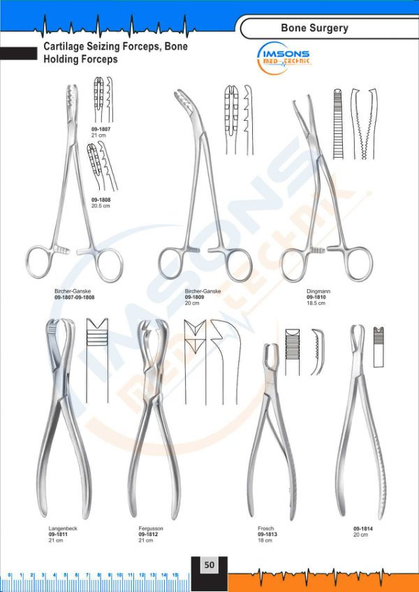 Bone Surgery — Cartilage Seizing Forceps, Bone Holding Forceps, catalogue page 50