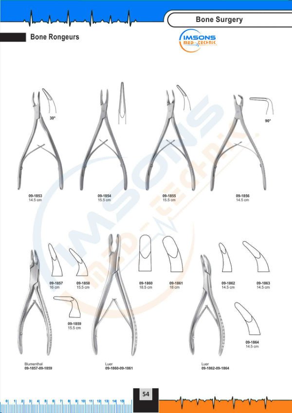 Bone Surgery — Bone Rongeurs, catalogue page 54
