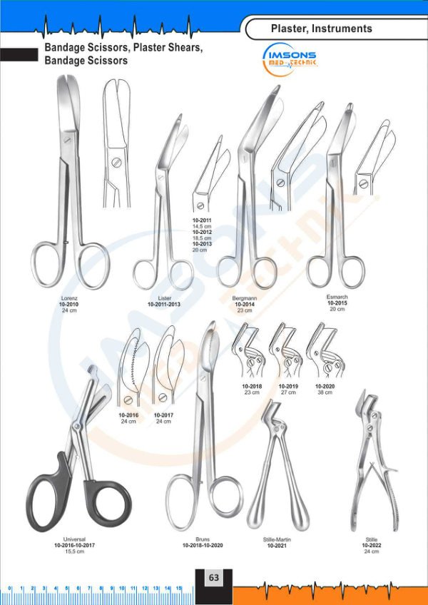 Plaster Instruments — Bandage Scissors, Plasters Shears Bandage Scissors, catalogue page 63