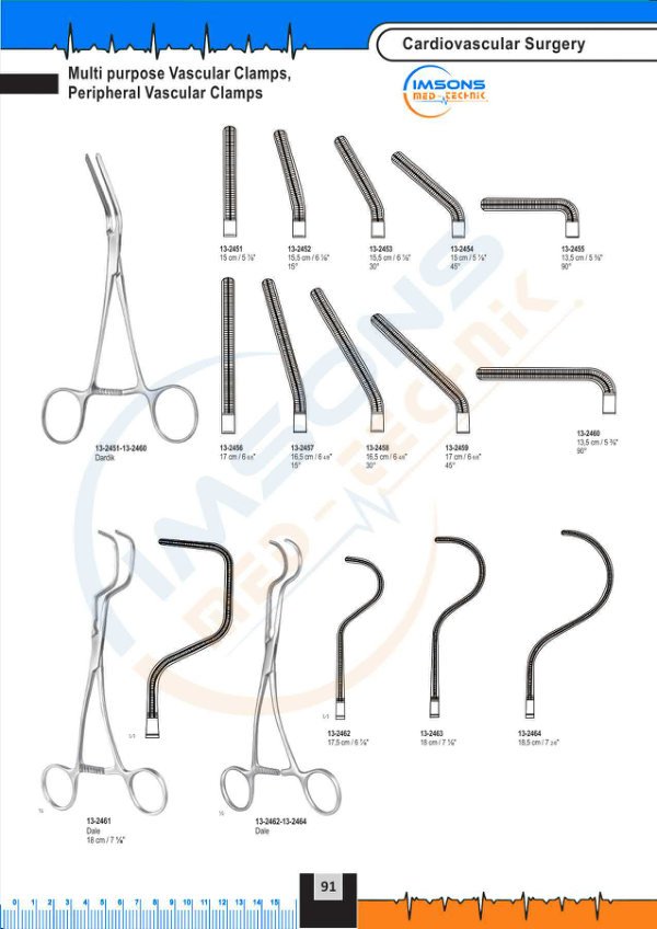 Cardiovascular — Multi purpose Vascular Clamps, Peripheral Vascular Clamps, catalogue page 91