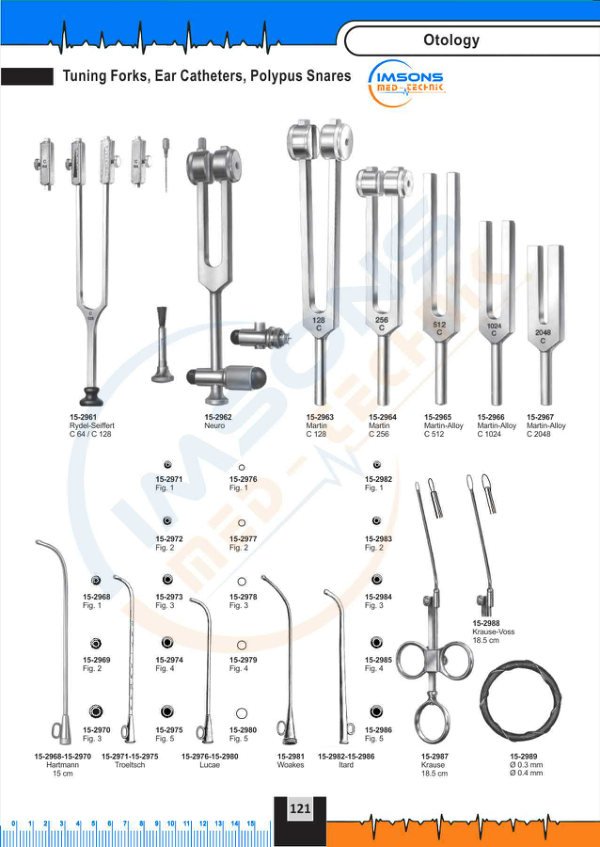Otology — Tuning Forks, Ear Catheters, Polypus Snares, catalogue page 121