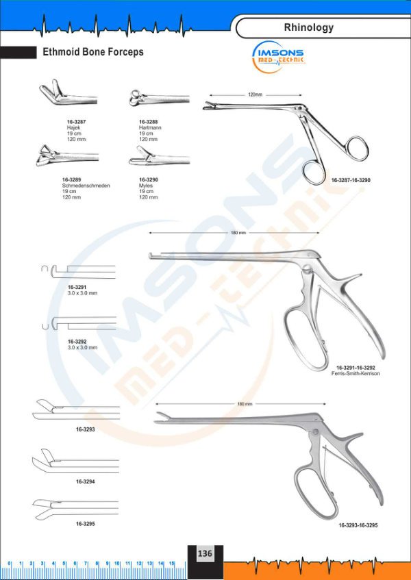 Rhinology — Ethmoid Bone Forceps, catalogue page 136
