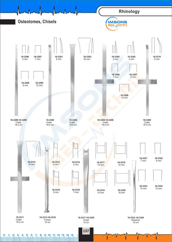 Rhinology — Osteotomes, Chisels, catalogue page 137