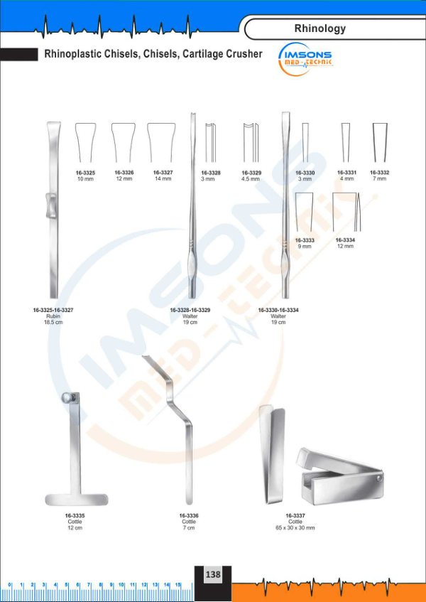 Rhinology — Rhinoplastic Chisels, Chisels, Cartilage Crush, catalogue page 138