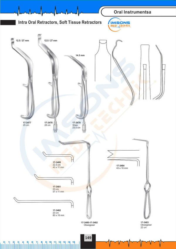 Oral Instruments — Intra Oral Retractors, Soft Tissue Retractors, catalogue page 149