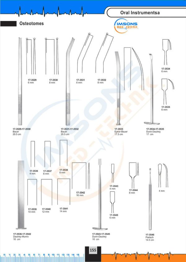 Oral Instruments — Osteotomes, catalogue page 155
