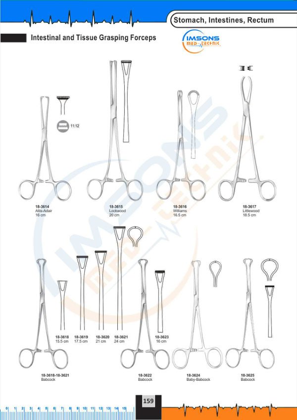 Stomach, Intestines, Rectum — Intestinal and Tissue Grasping Forceps, catalogue page 159