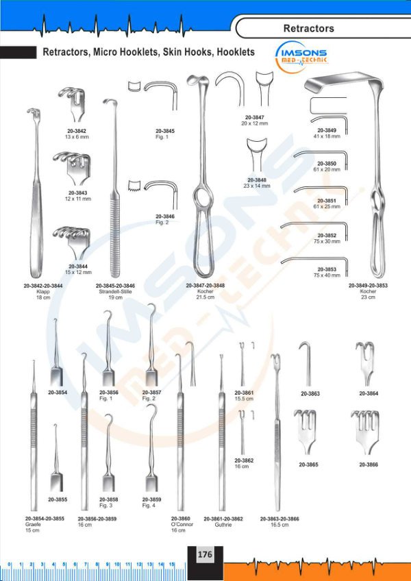 Retractors — Retractors, Micro Hooklets, Skin Hooks, Hookle, catalogue page 176