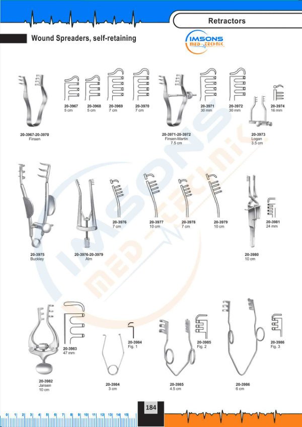Retractors — Wound Spreaders, self-retaining, catalogue page 184