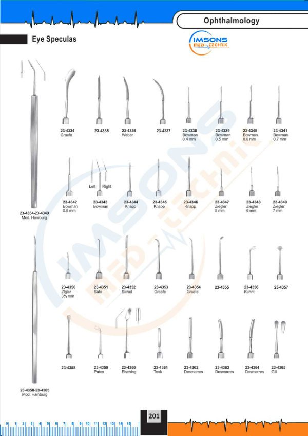 Ophthalmology — Eye Speculas, catalogue page 201