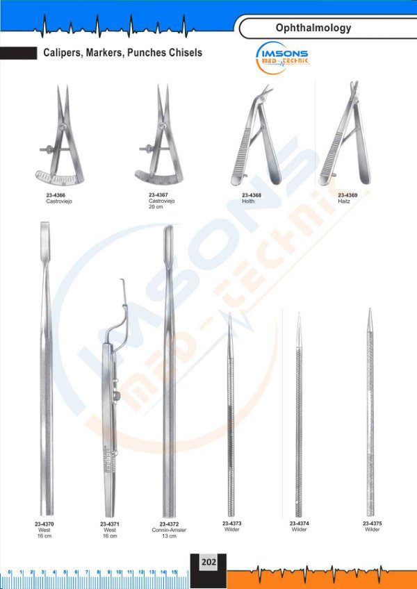 Ophthalmology — Calipers, Markers, Punches Chisels, catalogue page 202
